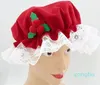 Bérets décorations de noël chapeaux chapeau velours rouge Patchwork dentelle garniture adulte Santa mode mignon cadeau de fête