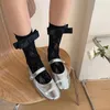 Meias femininas y2k jk estilo japonês lolita meninas bonito bowknot kawaii oco malha respirável meias de renda