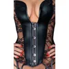 Other Panties Sexy Lingerie Gothic Womens Busters and Corsets Corsage with Lace Inserts Black Wetlook Corset Top Femme Plus Size 6XL 231204