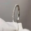 Inbeaut 18K plaqué or blanc passe diamant test rond excellente coupe 0 1 ct Micro D couleur bague 925 argent bijoux de fête 210924241G