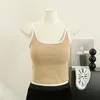 Women's Tanks Women Chic Straps Solid Camis Slim Corset Chest Pads Navel Tank Top Basic Sexy Korean Fashion Bare Summer Crop