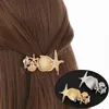 Épingles à cheveux à ressorts en coquillage pour femmes, Barrettes en forme d'étoile de mer, pinces à cheveux pour filles, or et argent, accessoires pour cheveux