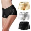 Women's Shorts Ladies Fashion Glitter Faux Leather Dance Mini Metallic Elastic Waist Pant Party Club Bottoms