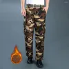 Pantaloni da uomo Uomo Coulisse Vita elastica Stampa mimetica Tasche grandi Sciolto Spessore Peluche Caldo Morbido Fissare Nastro Pantaloni Pantaloni lunghi