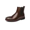 Botas Otoño Hombres Tamaño grande 48 Tobillo Cuero Al aire libre Negocios Boda Oxfords Slip On Point Remache Toe Zapatos de trabajo Super Cool Flats