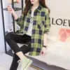 Bluzki damskie Plaid Shirt z długim rękawem Koreańska moda elegancka i młodzieżowa koszule kobiet