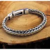 Chain Real Solid S925 Pure Silver Hand Woven Vintage Mighty Men Bangle Birthday Gift Personality Keel Bracelet 231204