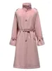 Women's Fur Winter Fashion Pink Single-breasted Faux Mink Overcoats For Women Stand Collar Loose Belt Warm Long Jackets Female Outwears