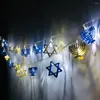 Decorazione del partito 1,65 m 10 LED Ebraismo Mogen David Star Lights String Hanukkah Shavuot Jewish La festa della dedicazione Menorah Supplies