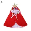 Trajes de gato Pet Christmas Costume Capa Capa com Capuz com Pompons Coloridos Decoração de Estrela Dourada