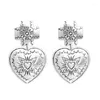 Stud Earrings Amaiyllis Vintage Love Cross Heart Studs For Women Ethnic Carved Sign Statement Post Pendant Bricons