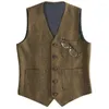 Herrenwesten Anzugweste Slim Fit Herringbone Tweed Hochzeit ärmellose Weste Gilet Homme Blazer für Bräutigamkleid