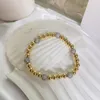 Bracelets à maillons pour femmes, dernière conception, perles en Zircon scintillantes, perles en laiton plaqué or 18 carats, cordon élastique réglable