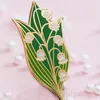 Brooches Lilies Of The Valley Enamel Pin Flower Lover Gifts Floral Metal Badge Brooch For Jewelry Accessory Women Girls