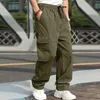 Calças masculinas verão cor sólida ao ar livre calças esportivas bolso calças de trabalho masculino outwear em linha reta resistente ao desgaste