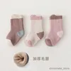 Barnstrumpor 3pairs/Set Autumn New Style Thick Warm Baby Socks Newborn Baby Girl Boy Socks Barnens strumpor Spädbarn för vintern R231204