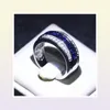 Utsökta män 10kt vitt guldfylld varumärke Ring Blue Sapphire CZ Runda kristallsmycken för bröllopsengagemang Gift Storlek 812 4269783557557