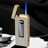 Briquet solaire Rechargeable en métal sensible au toucher, coupe-vent pour l'extérieur, Butane, sans gaz, Portable, torche Turbo, Jet à flamme bleue