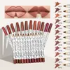 Lip Ołówki 12 kolorów Lip Liner Penter Zestaw Mat Mat Lipliner Pencil Lipstick Zestaw Wodoodporna długotrwała szminka Lip Tint Pen Pen Cosmetic 231204