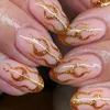 False Nails 24st Gold Glitter Full Cover French Fake Short Almond Clear Wearable Ballet Press On Manicure Nail Tips