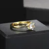 Wedding Rings Classic 1 Carat Crystal Ring For Women Zirconia Gold Color Engagement Anniversary Proposal Marriage Jewelry R174 231204