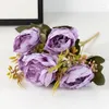 Fiori decorativi Simulazione Peonia 5 teste Bouquet di rose artificiali Casa Soggiorno Tavolo da pranzo Decorazione di nozze Fiore di seta finto