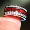 Size 8-12 Fashion Jewelry Antique Jewelry Men Garnet Diamonique Cz Diamond Gemstone 10KT White Gold Filled Wedding Band Ring gift 2544