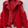 Frauen Leder Faux Pelz Jacke Frauen Straße Patchwork Langarm Pu Flauschigen Weiblichen Verdicken Mantel 2023 Winter Luxus Lose dame Outwear