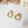 Pendientes Retro de Metal dorado para mujer, aretes pequeños circulares múltiples, joyería coreana, pendientes para fiesta y boda, regalo de joyería