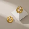 Charm Trendy Round Chunky Hoop Earrings Gold Color Stainless Steel Jewlery Metal 18 K Plated Accessories Waterproof 231204