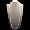 Design 10-11mm 82 cm perle d'eau douce blanche grand pain cuit à la vapeur perles rondes collier de perles chaîne de pull bijoux de mode 284t