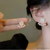 Stud 2 en 1 boucles d'oreilles à fleurs blanches pour femmes coréennes douces perles d'imitation détachables élégantes petites boucles d'oreilles en acrylique 2024 nw R231204