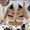 Clothing Sets Girls Tweed Clothes Set Winter Autumn Thick Princess Tops Skirt Birthday Party Designed Uniform Children Plush T Shirt 2 7Yrs 231204