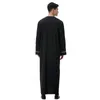 Ethnic Clothing Muslim Men Long Sleeves Round Collar Embroidery Zipper Robe Arab Male Adult Ankle Length Thobe Ramadan Eid Clothes