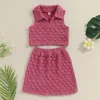 Ensembles de vêtements BULINGNA Mode Enfants Enfant Filles Été Deux Pièces Tenues Col À Revers Sans Manches Débardeurs Mini Jupe Ensemble