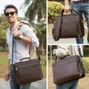 Briefcases CONTACT'S Men's Laptop Briefcase Bag Genuine Leather Handbag for 16" Laptop Vintage Shoulder bag Business Male Messenger Bags 231204