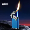 Metal Outdoor Windproof Butane No Gas Lighter Crocodile Dolphin Dual Flame Conversion Torch Turbo Jet Cigar Men's Gadget