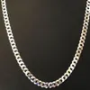 Men's Shiny 7mm Flat Curb Miami Cuban Chain Solid 925 Silver ITALY MADE249D
