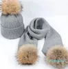 Scarves Women Winter Scarf Fur Pompom Thick Warm Headband Lady Shawls Wraps Blanket Female Hat Set Scarfs
