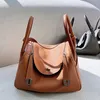 100% äkta läder Doctor Shoulder Bag Luxury Brand Designer Litchi Mönster 26cm 30cm Soft Cow Skin Women Totes Dumpling Purses and Handbags Silver Hardware 2540