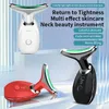 Terapia con luce rossa per il viso, ringiovanimento della pelle del viso con LED a 7 colori per dispositivo di bellezza viso e collo, dispositivo di rafforzamento del collo Deplux, bianco lucido e nero