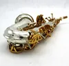 Eastern Music Yani Style Silver Plated Body Gold Keys Curved Soprano Saxophone