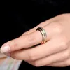 Titanium Steel Silver Rose Gold Silver Plated Love Ring Women 's Wedding Tricolor Mixed Lovers Ring 3 색 커플 PAI290Q