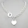 Sterling silver 925 classic fashion heart tag pendant ladies necklace jewelry holiday gift 210929216J