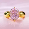 14K Gold Pink Moissanite Diamond Pierścień 100% Real 925 Srebrny Party Wedding Pierścienie dla kobiet Bridal zaręczynowy biżuteria