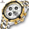 Goldenhour Steel Business Men zegarki moda mężczyźni kwarcowe zegarek tydzień wyświetlacz na rękę analogowy wodoodporny zegar męski Relogio Y176A