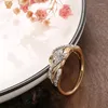 Cluster Rings Kinel 585 Rose Gold Silver Color Mix Vintage Flowers For Women Fashion Natural Zircon Accessories Daily Fine Jewelry