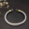 DY-Armband, Designer-Kabelarmbänder, Modeschmuck, DY MM-Goldhaken-Armband mit gedrehter Drahtschnalle aus Sterlingsilber mit K-Gelbbeschichtung