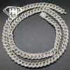 Custom Luxury Hiphop Chain 10mm S925 Silver White Gold Plated Box Clasp Tester Pass 2 Rows Round Cut Moissanite Cuban Necklace