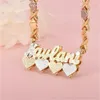 Pendant Necklaces Customized Name Double Layer Heart Necklace Stainless Steel XOXO Chain For Women Personalized Hip Hop 231204